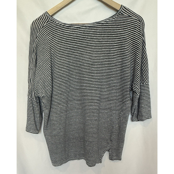 Chicos Womens Linen Popover Casual Top Size L Striped Resort Oversized Coastal - Picture 6 of 9